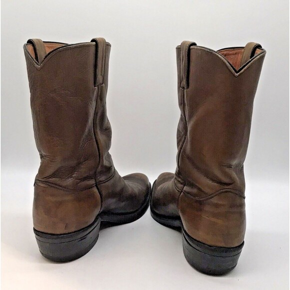 Justin 3826 Farm & Ranch Boss Brown Leather Cowboy Boots Men's 8.5 EE Work Shoes - Picture 7 of 12